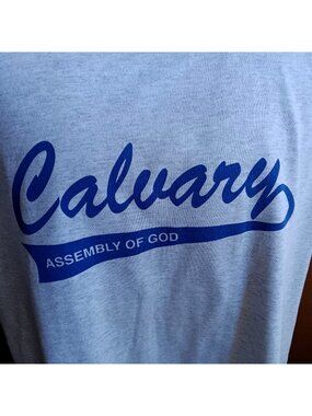 XL Vintage T-shirt Single Stitch Church Calvary Assembly God" USA 1990's Gray